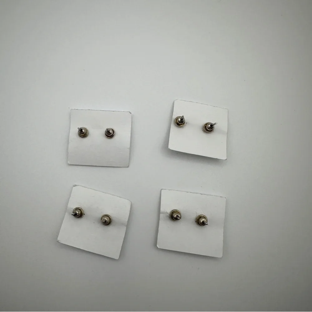 WILA blue pink white yellow small dainty heart pierced stud earrings girls &kids